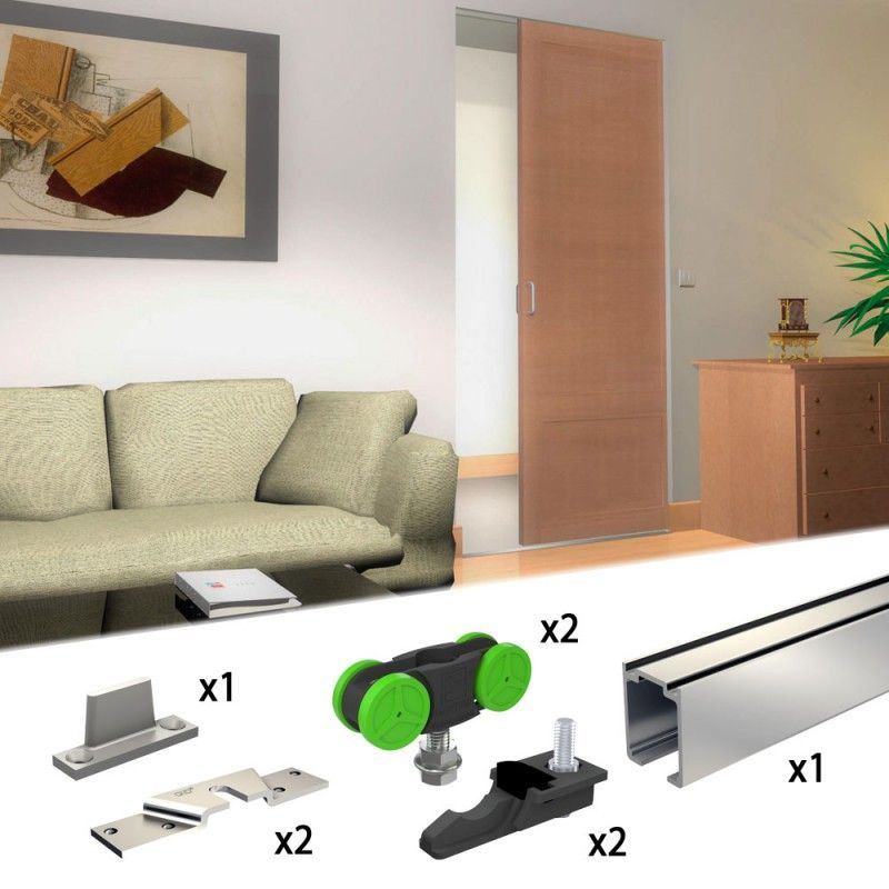 Schiebetürbeschlag SLID'UP 1100, Laufschiene 155 cm, 1 Tür bis 40 kg